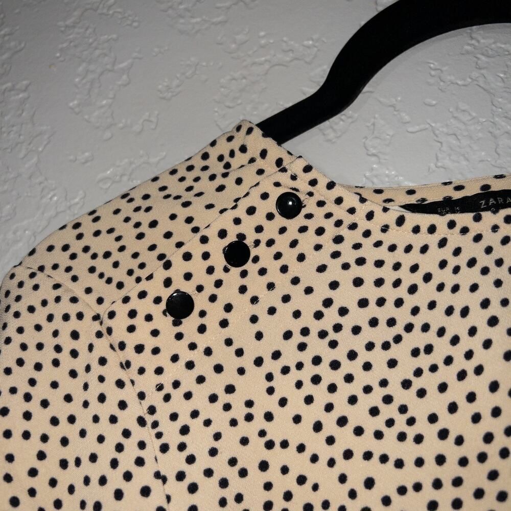 Zara Beige Dot Bell Sleeve Top Size Medium - Picture 3 of 7